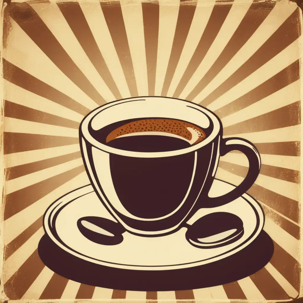 Vintage Espresso Cup on Retro Background