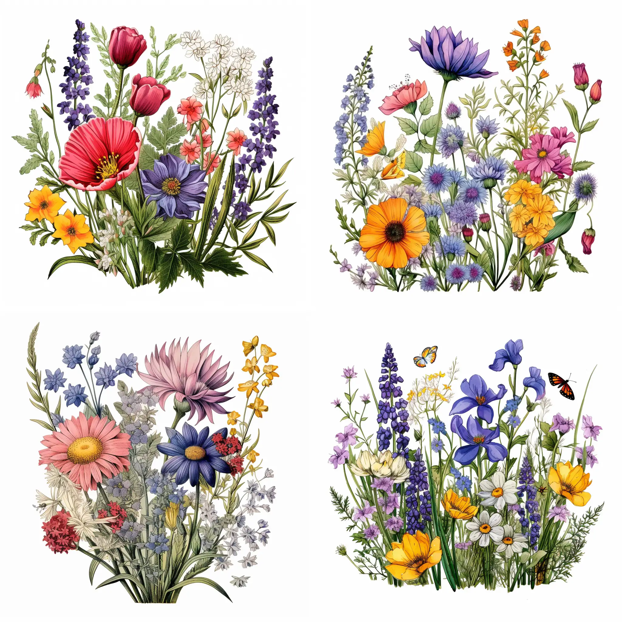 Colorful-Wildflower-Clipart-Blooms-in-Square-Ratio