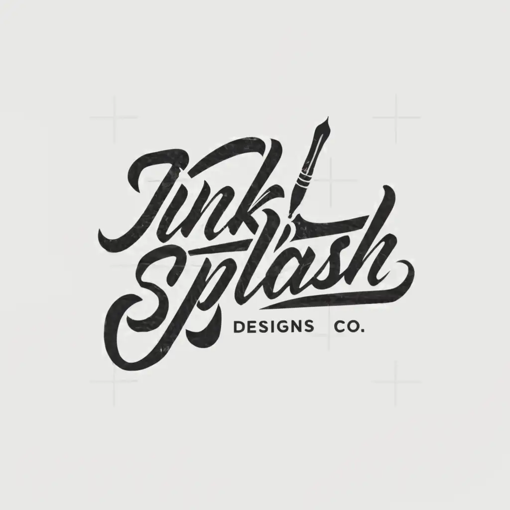 a logo design,with the text "ink Splash Designs Co.", main symbol:calligraphy nib,Moderate,clear background