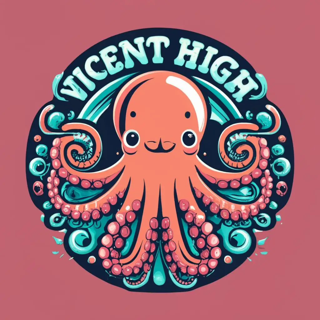 LOGO-Design-for-Vincent-High-Octopi-Playful-Octopus-Symbolizing-Strength-and-Energy