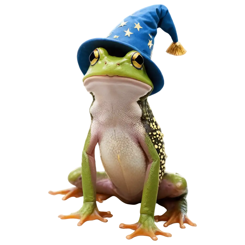a frog wearing a wizard hat