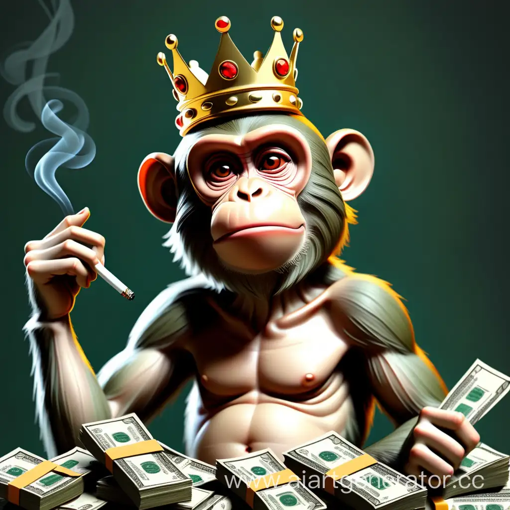 Regal-Monkey-Surrounded-by-Wealth-Smoking-a-Cigar-Tynoby-Crown