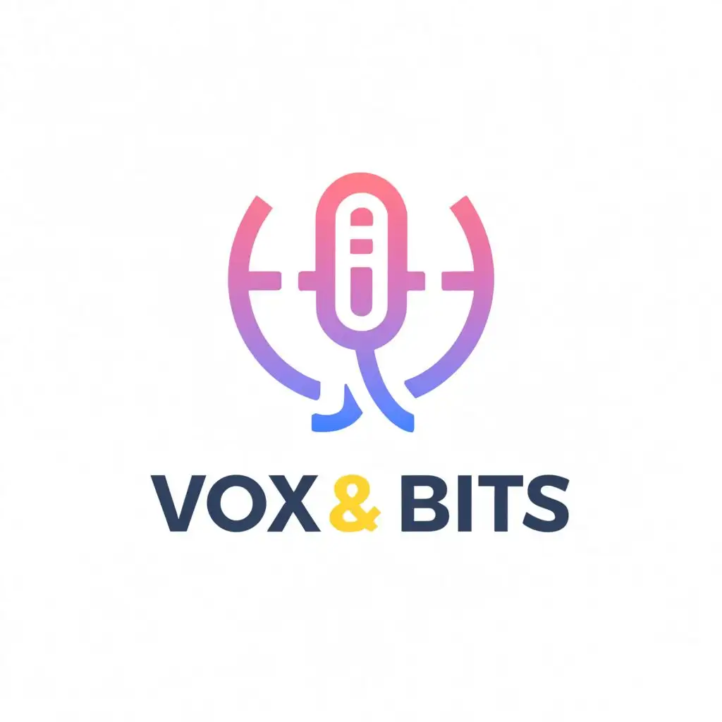 a logo design,with the text "vox & bits", main symbol:microphone and computer,Minimalistic,be used in Technology industry,clear background