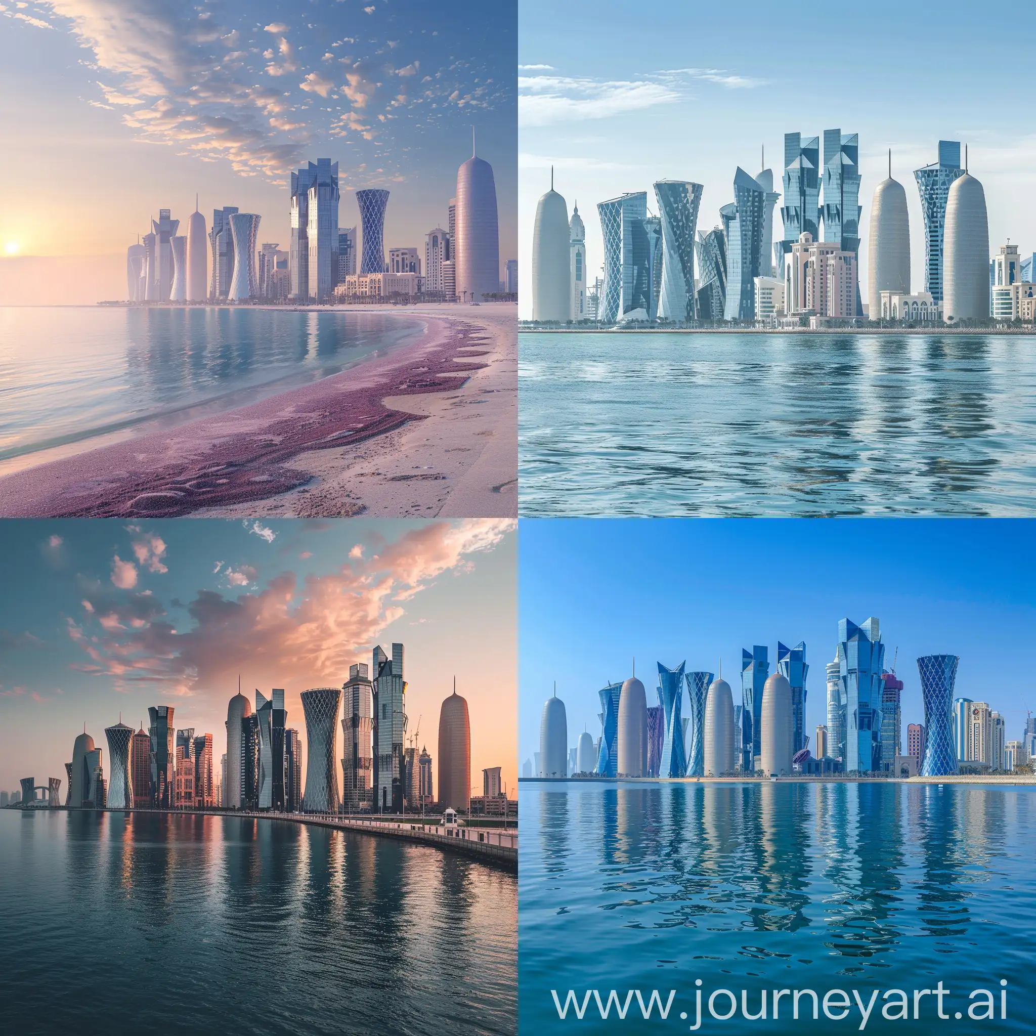  the Qatar Skyline  with the actual buildings in Doha's Corniche skyline, 8k