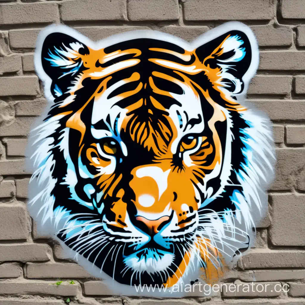 street art stencil  4 colors tiger 