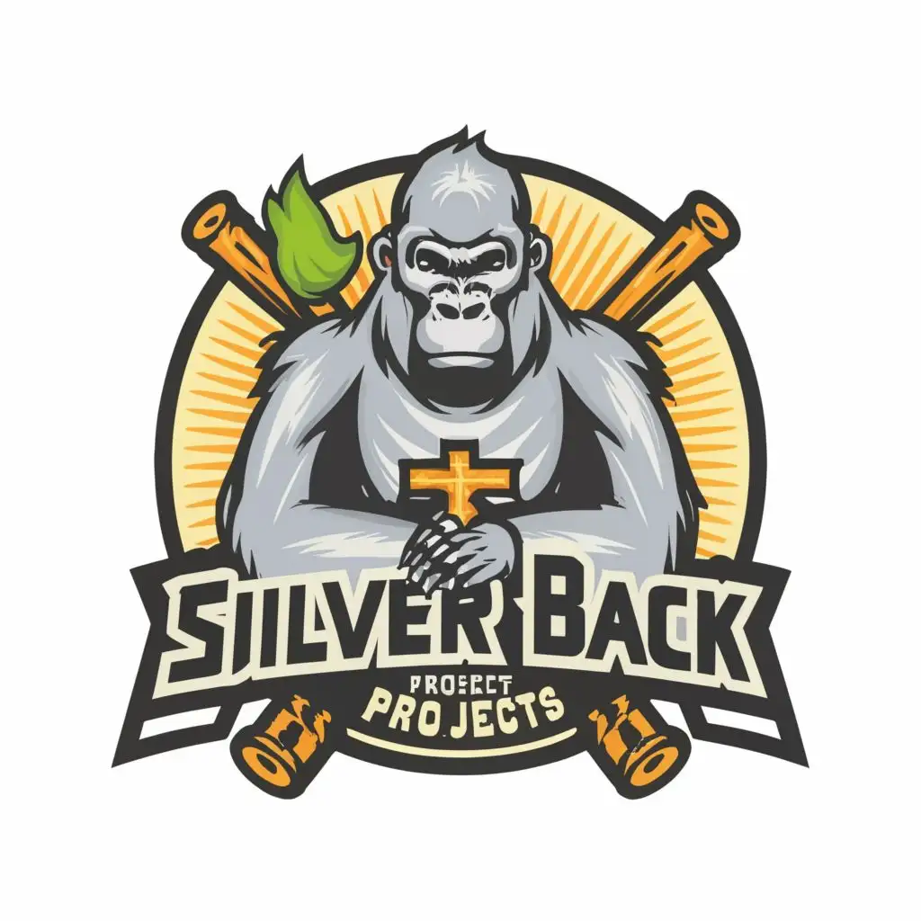 logo, Gorilla Christian cross, with the text "Silver Back Projects", typography, be used in Religious industry