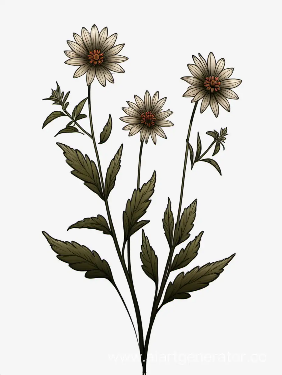 Dark-Brown-Wildflower-Cluster-Unique-Botanical-Lines-Art-in-4K-High-Quality