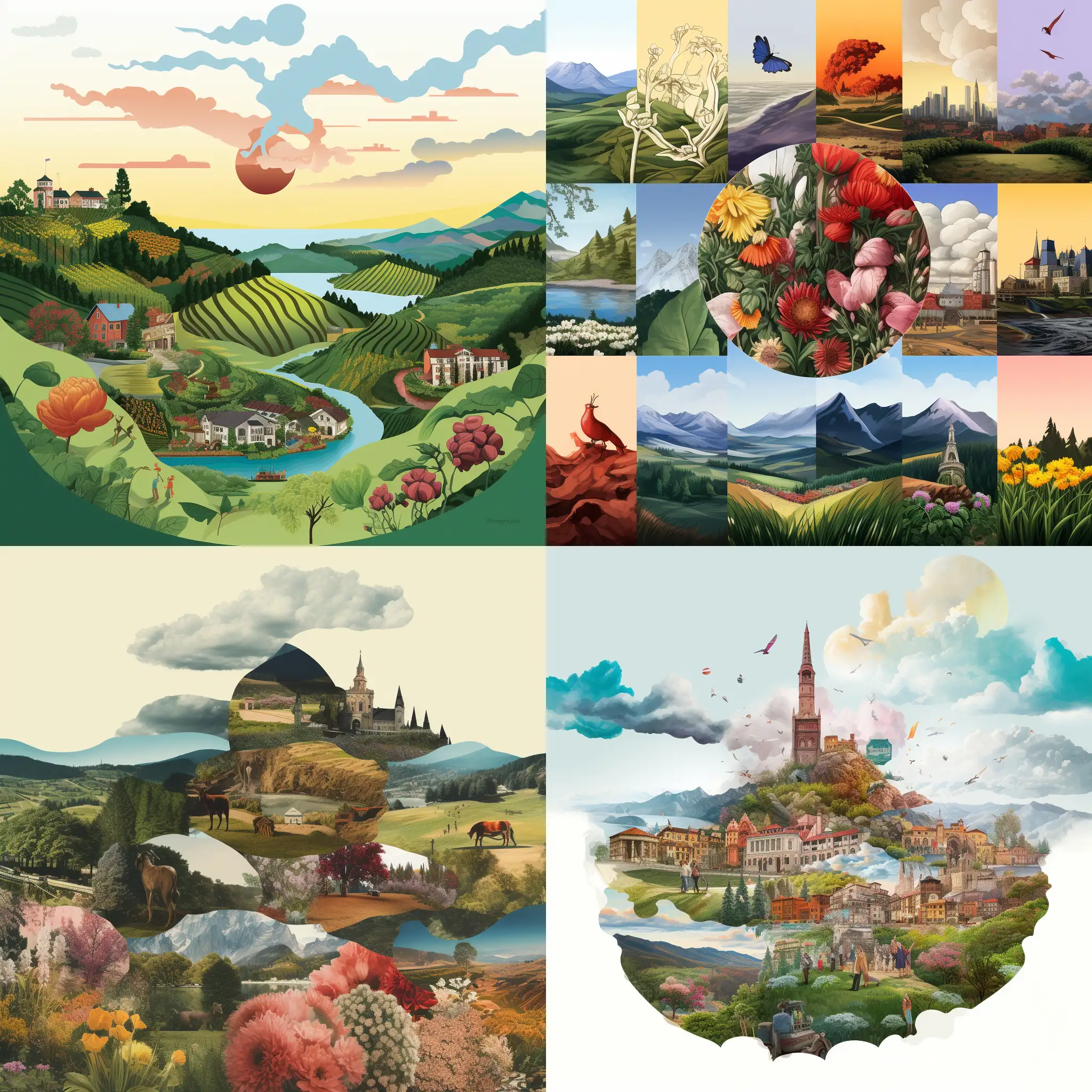 collage di immagini rappresentative del Piemonte una per ogni Provincia