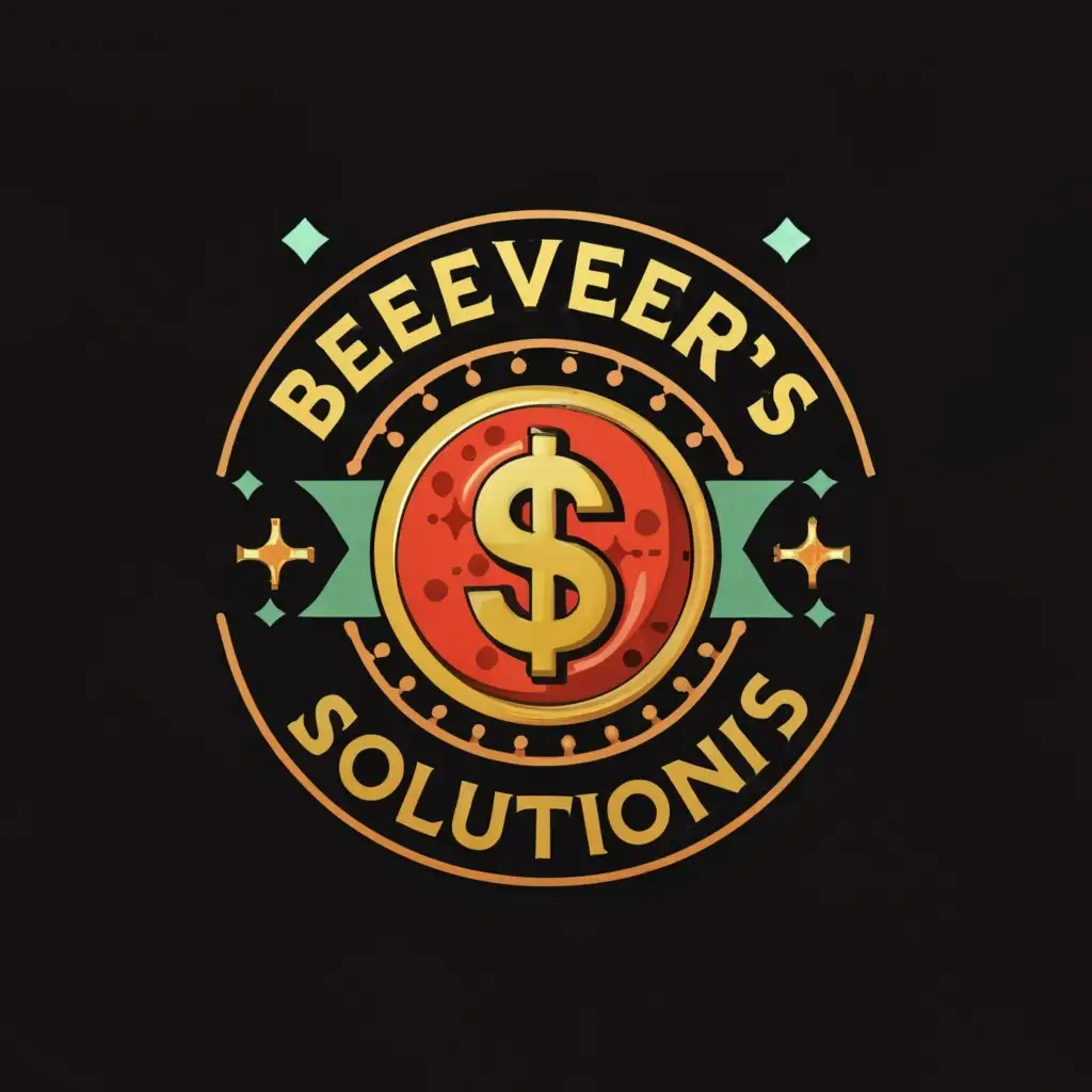 a logo design,with the text "Believer's Imcome Solutions", main symbol:REd Gold Green with blackstar and money,Moderate,clear background