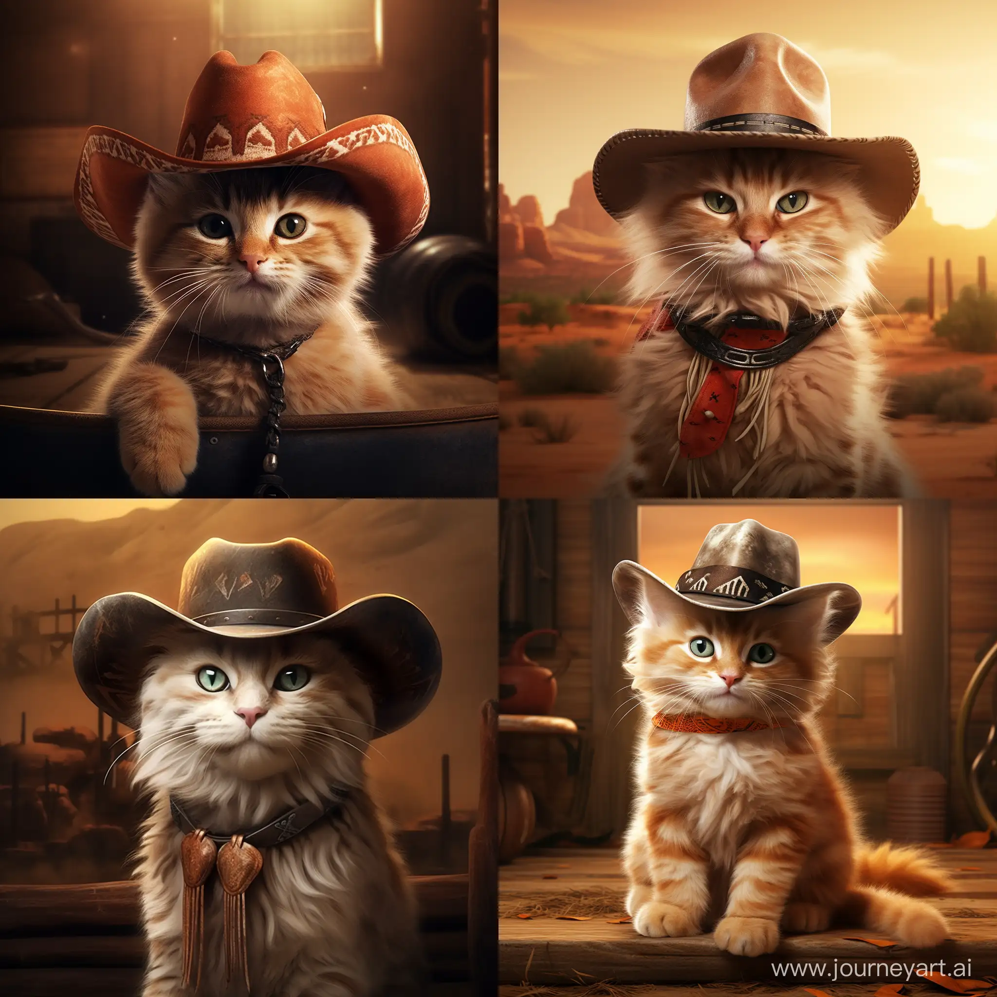 Create a cat with a cowboy hat