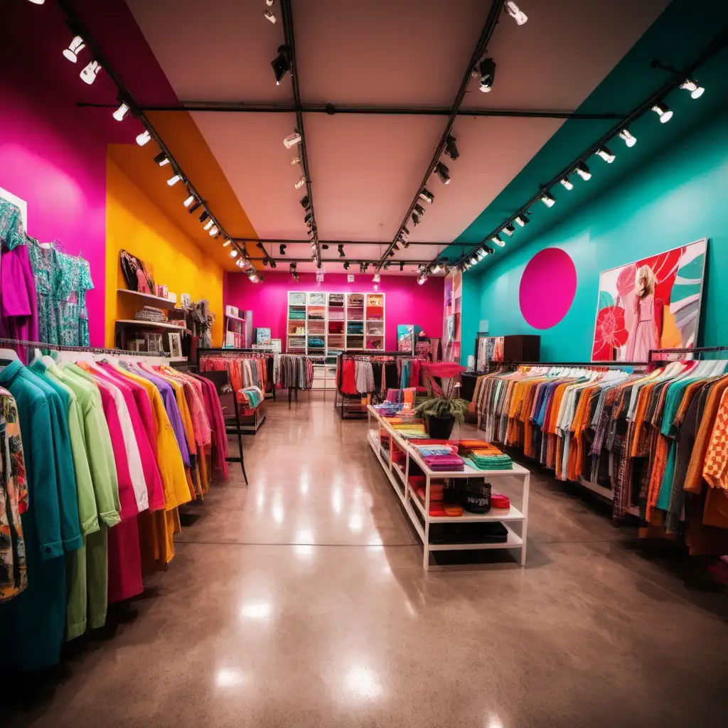 Vibrant Interior of Trendy Clothing and Decor Store