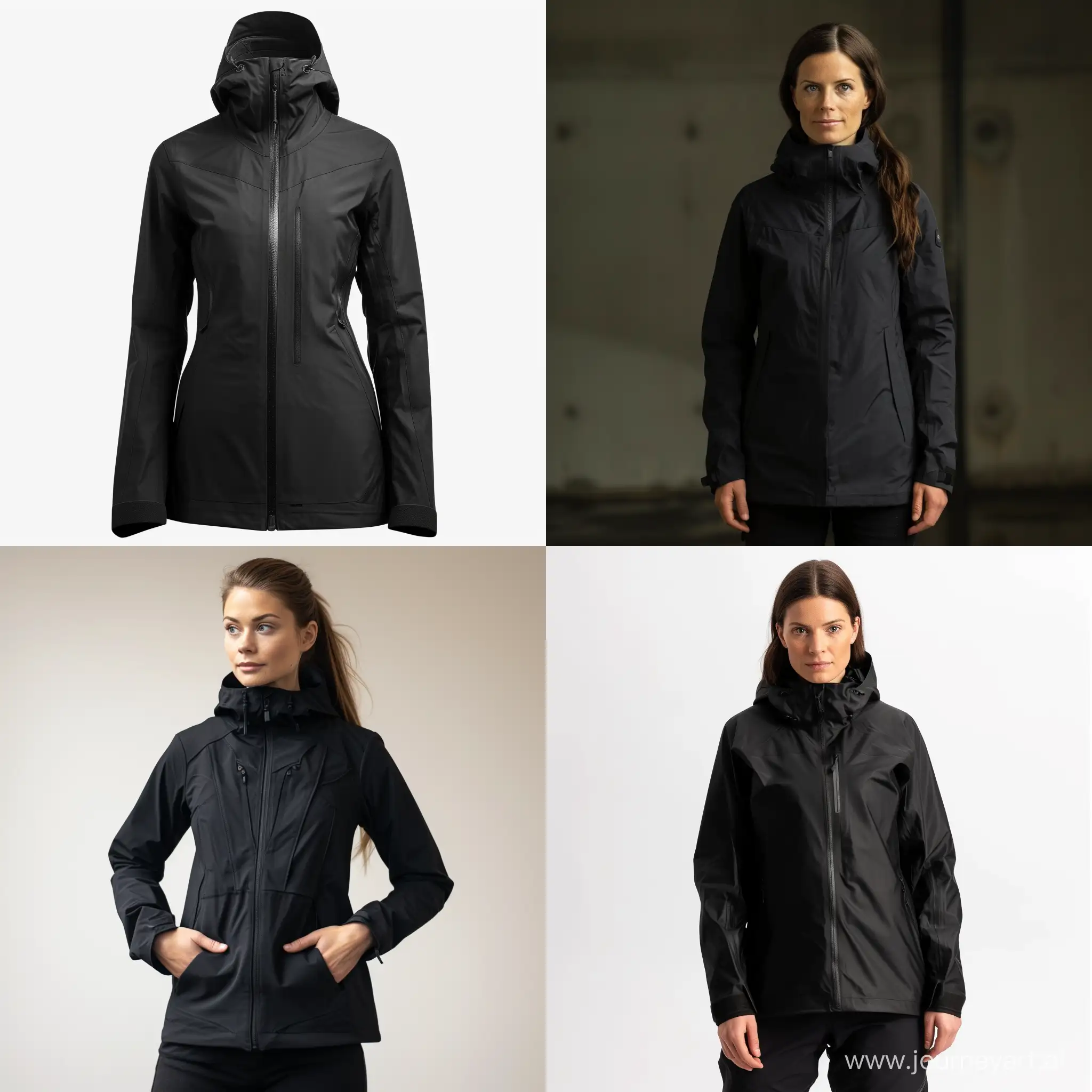 Stylish-Black-Minimalistic-Rain-Jacket-for-Women-with-Seamless-Pockets