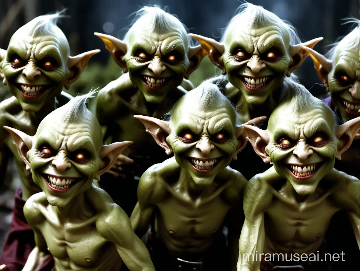 Malevolent Grinning Goblins in Dark Forest