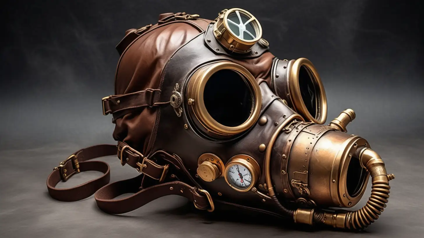 Steampunk Pilot with Oxygen Mask and Steam Jet