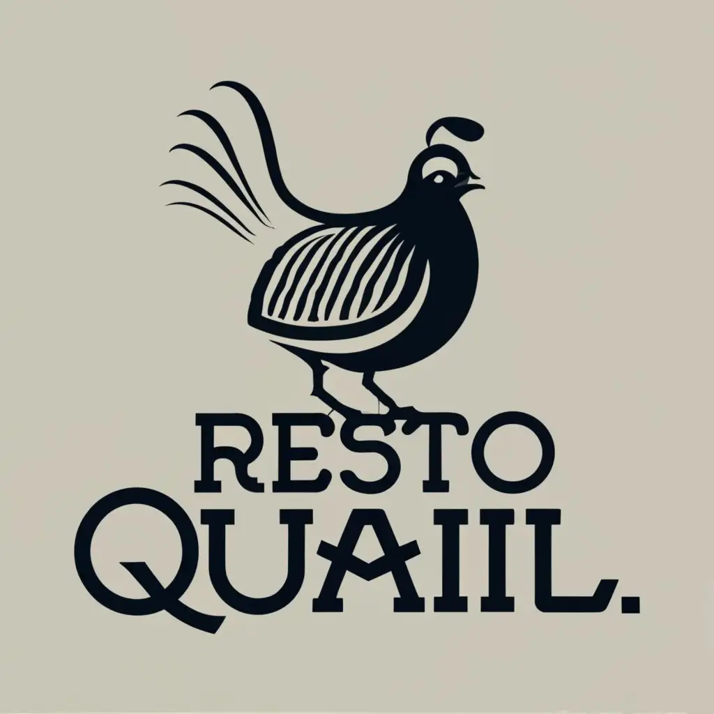 logo, Quail, with the text "Resto Quail  77", typography