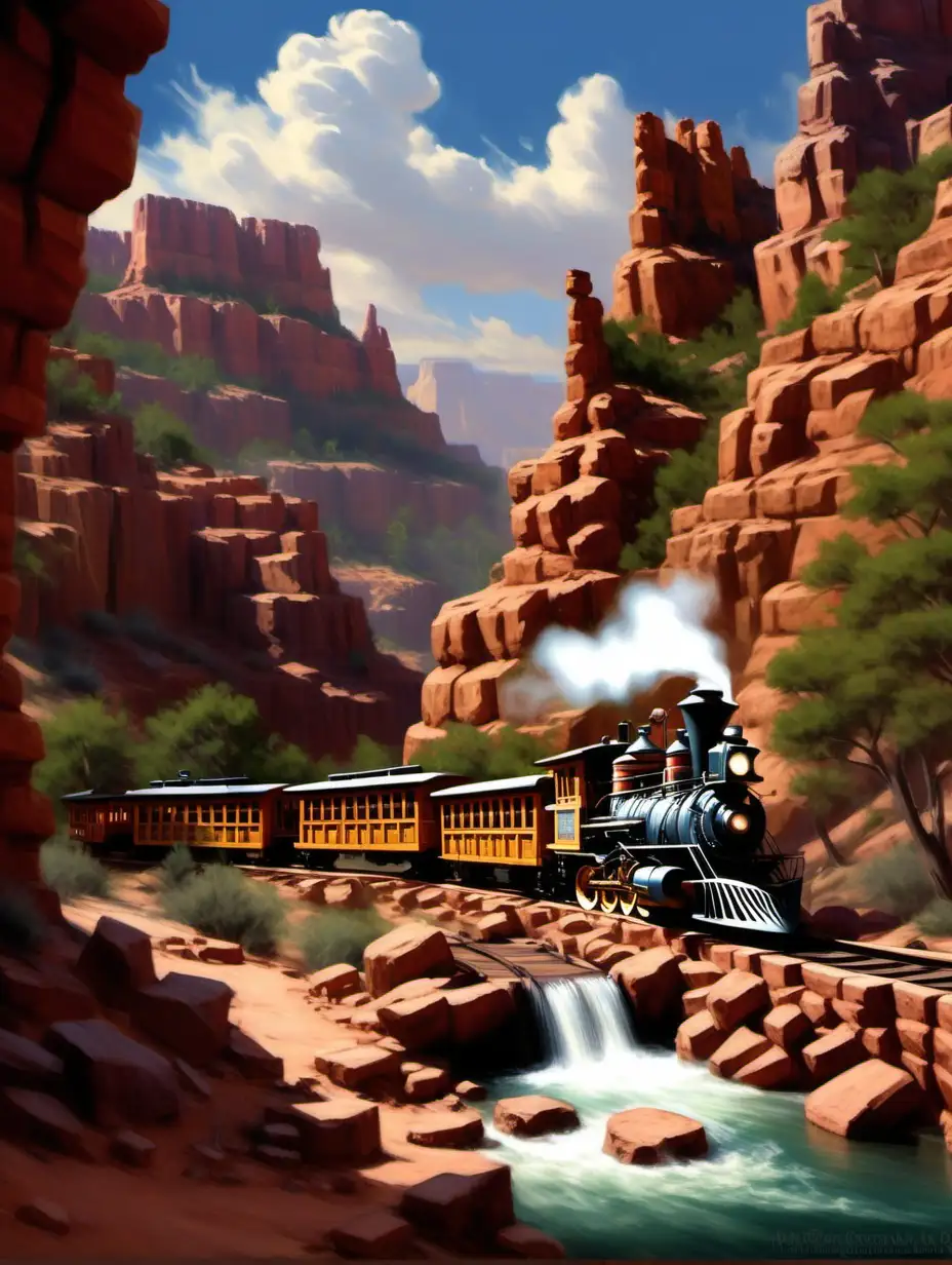 western art, Walt Disney World big thunder mountain railroad, Grand Canyon style