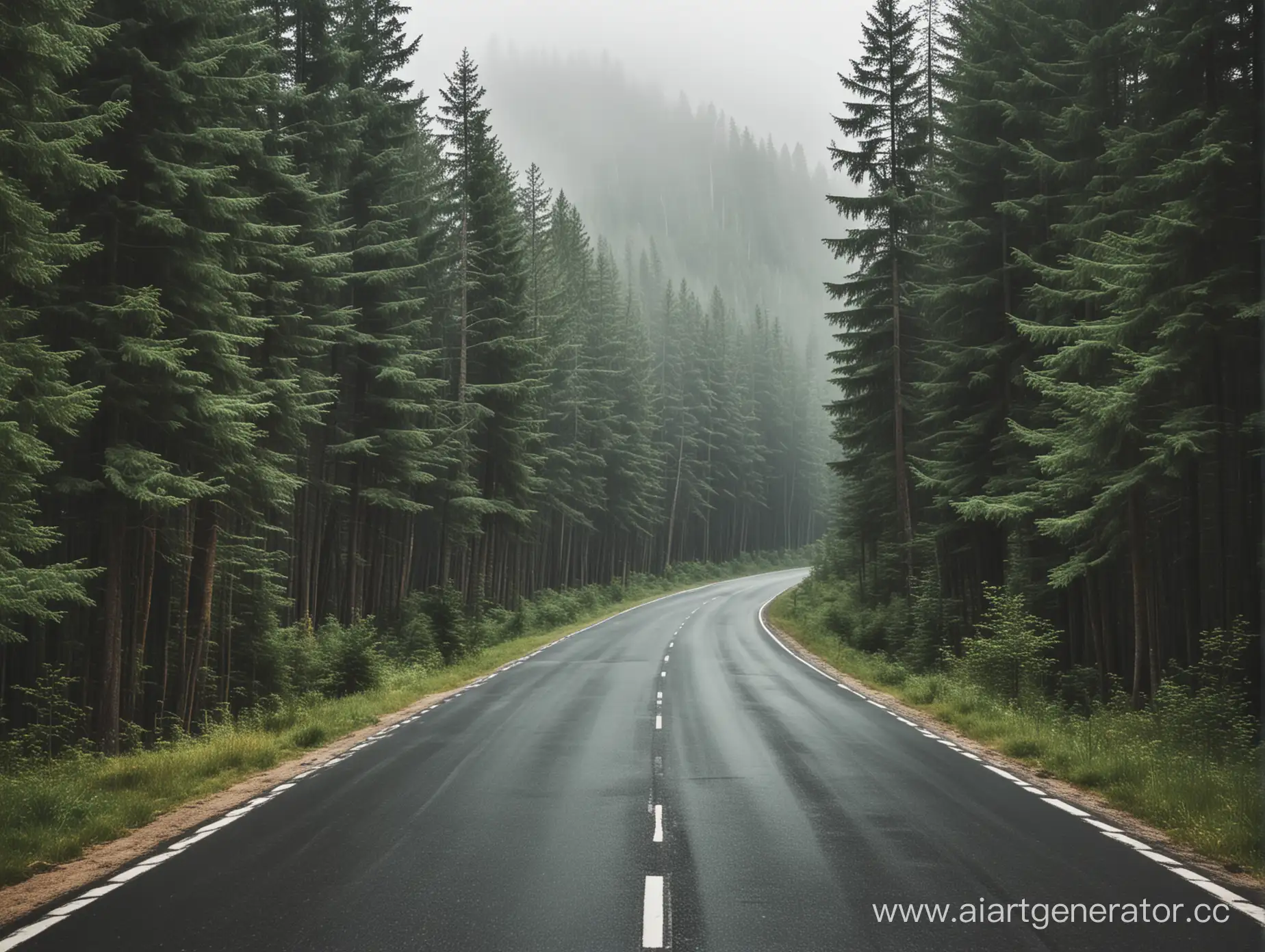 автомобильная дорога и лес 