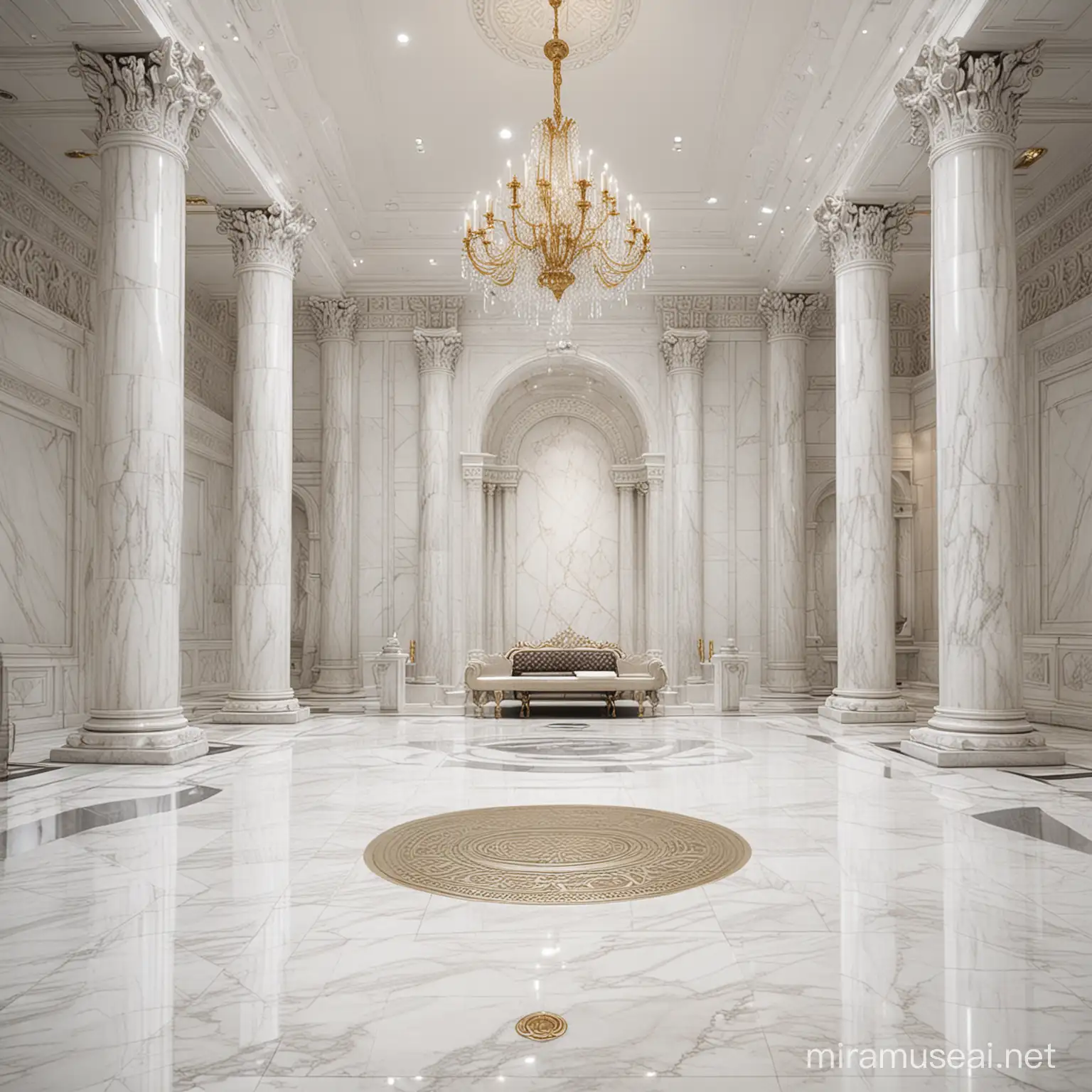Elegant White Marble Throne Room with Regal Ambiance
