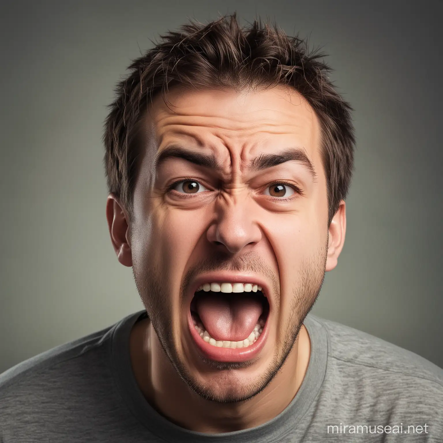 Expressive Man Screaming in Frustration