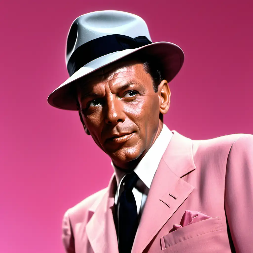 frank sinatra against pink background
