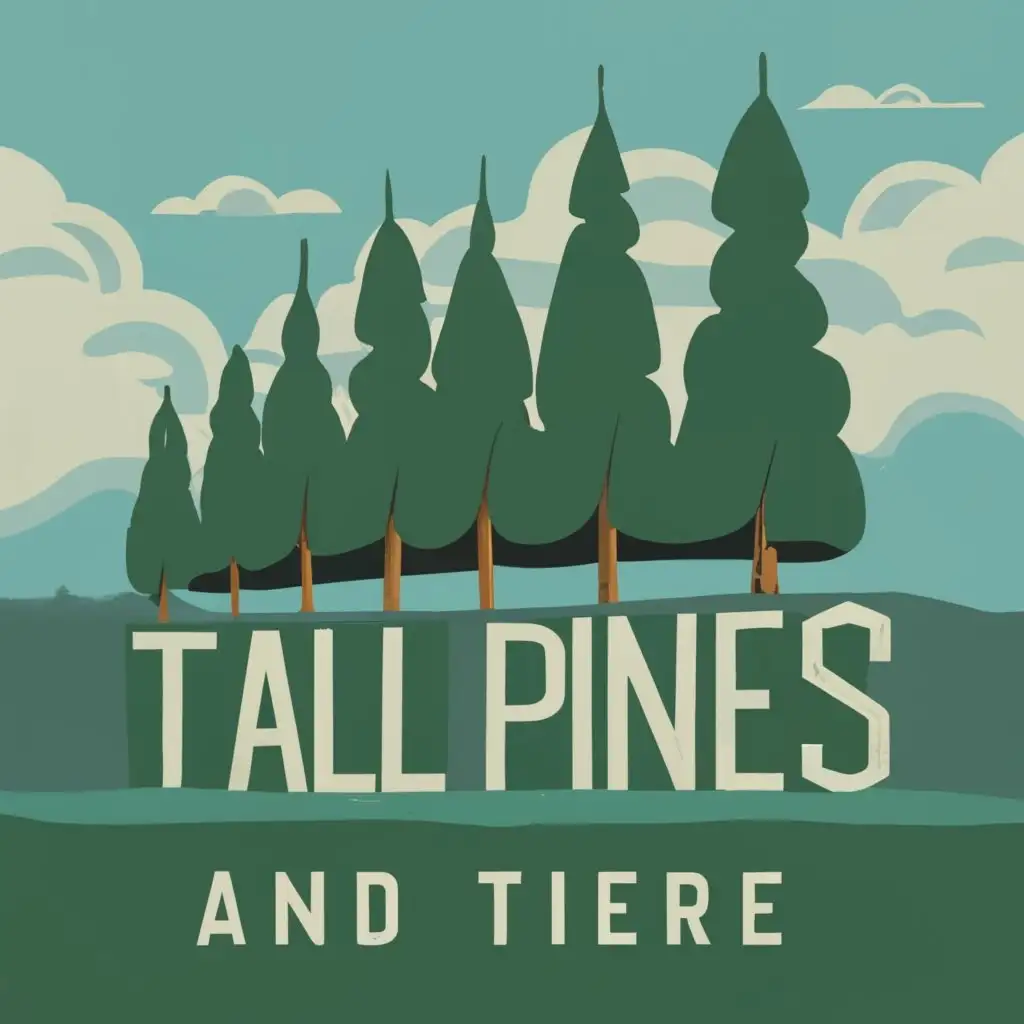 logo, evergreen tree, with the text "Tall Pines", typography