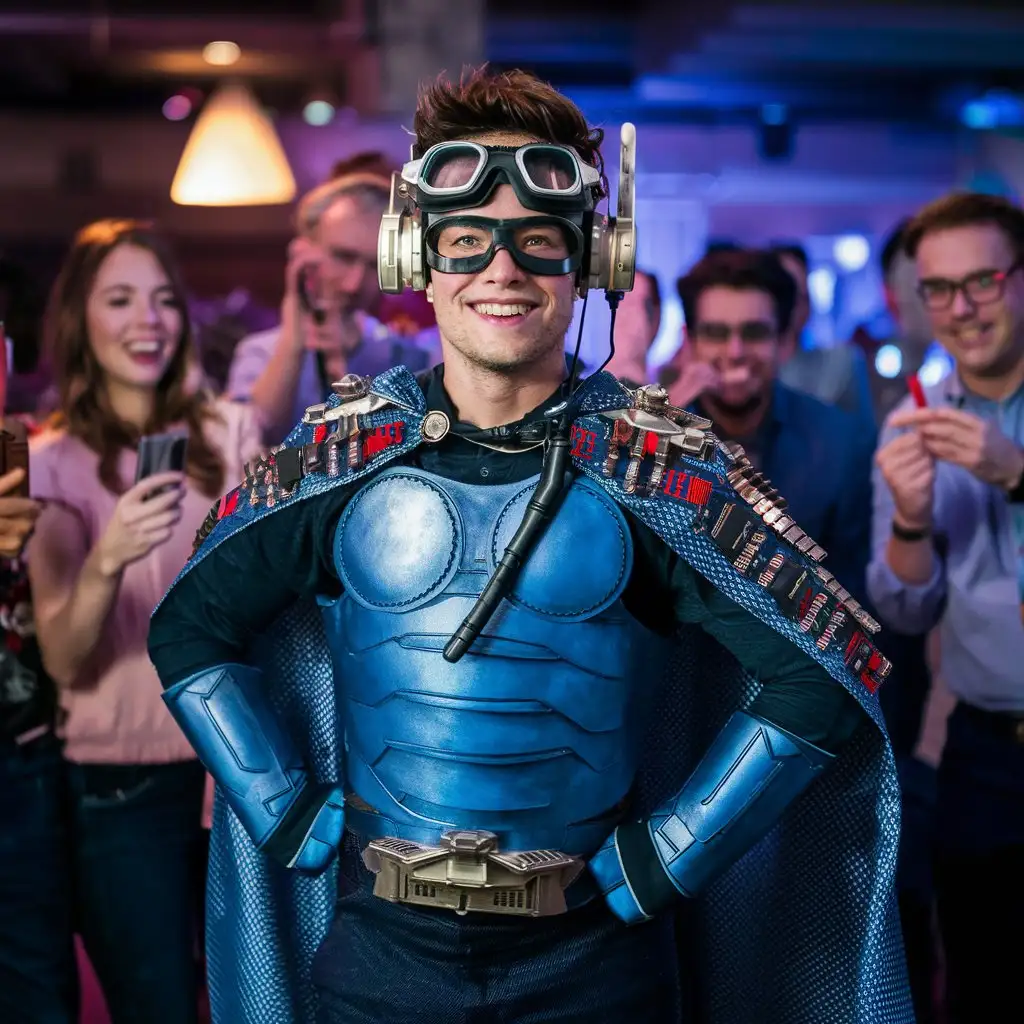 my name is tobias and i am 27 years old. i identify myself as a digital crime fighter, king kong aint got shit on me. my favorite colour is blue. what should i dress up as for a theme party with my friends?