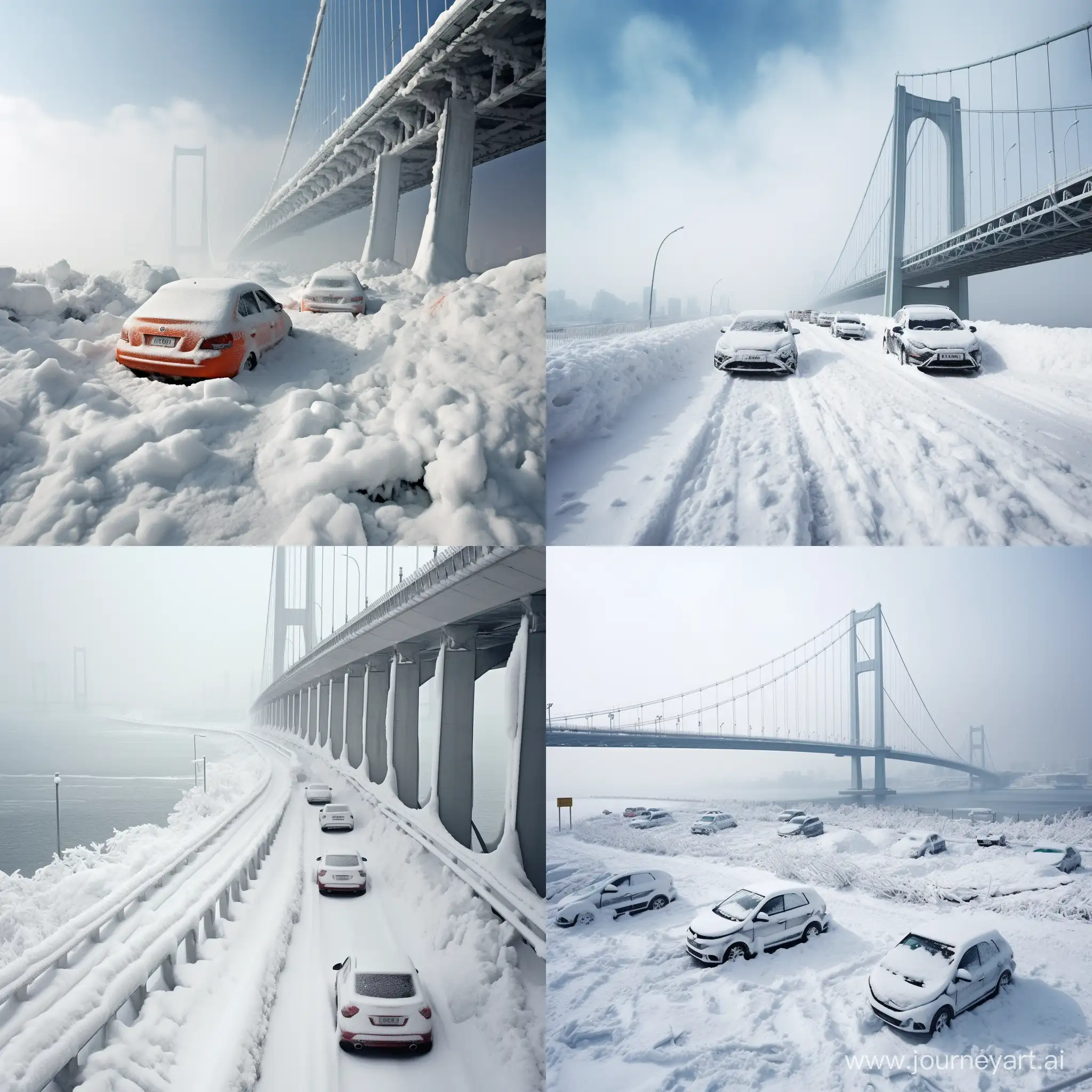 SnowCovered-Cars-on-Bosphorus-Bridge-in-Istanbul