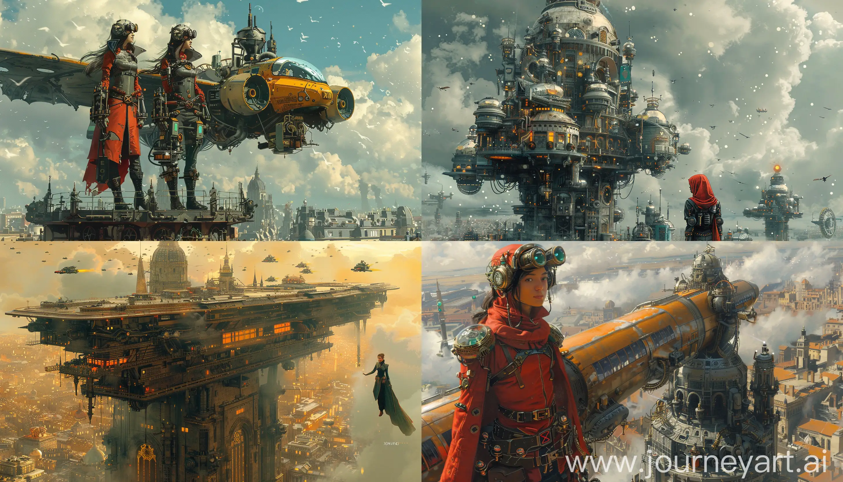 Steampunk-and-Atompunk-Victorian-Sky-PilotWarrior-on-Tower-with-Magical-Mechanisms