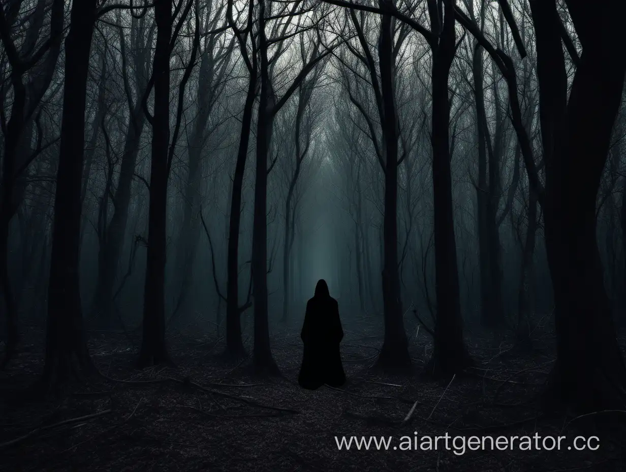 Mysterious-Black-Figure-in-Enigmatic-Dark-Forest