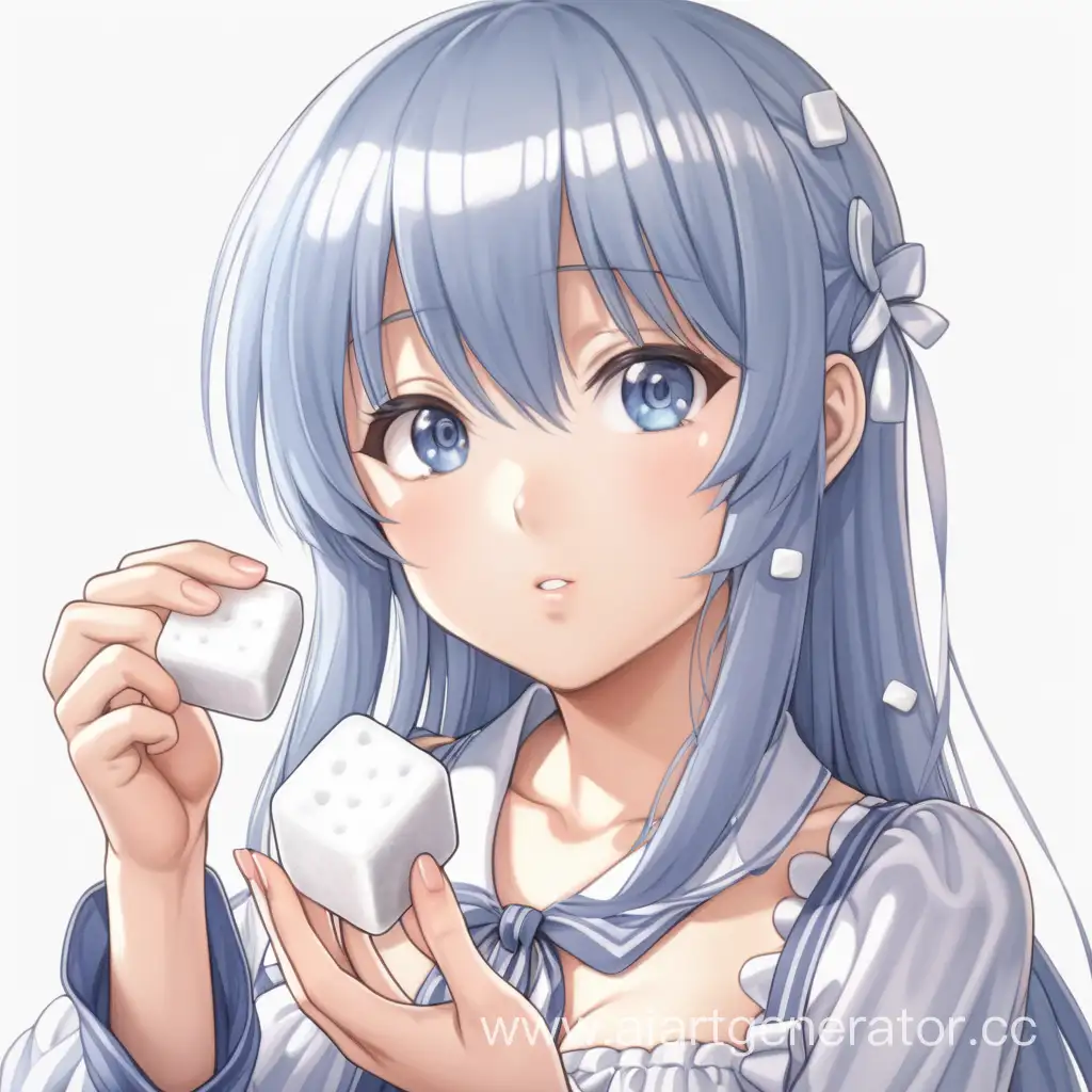 Anime-Girl-Holding-Sugar-Cube-with-Sweet-Decollete