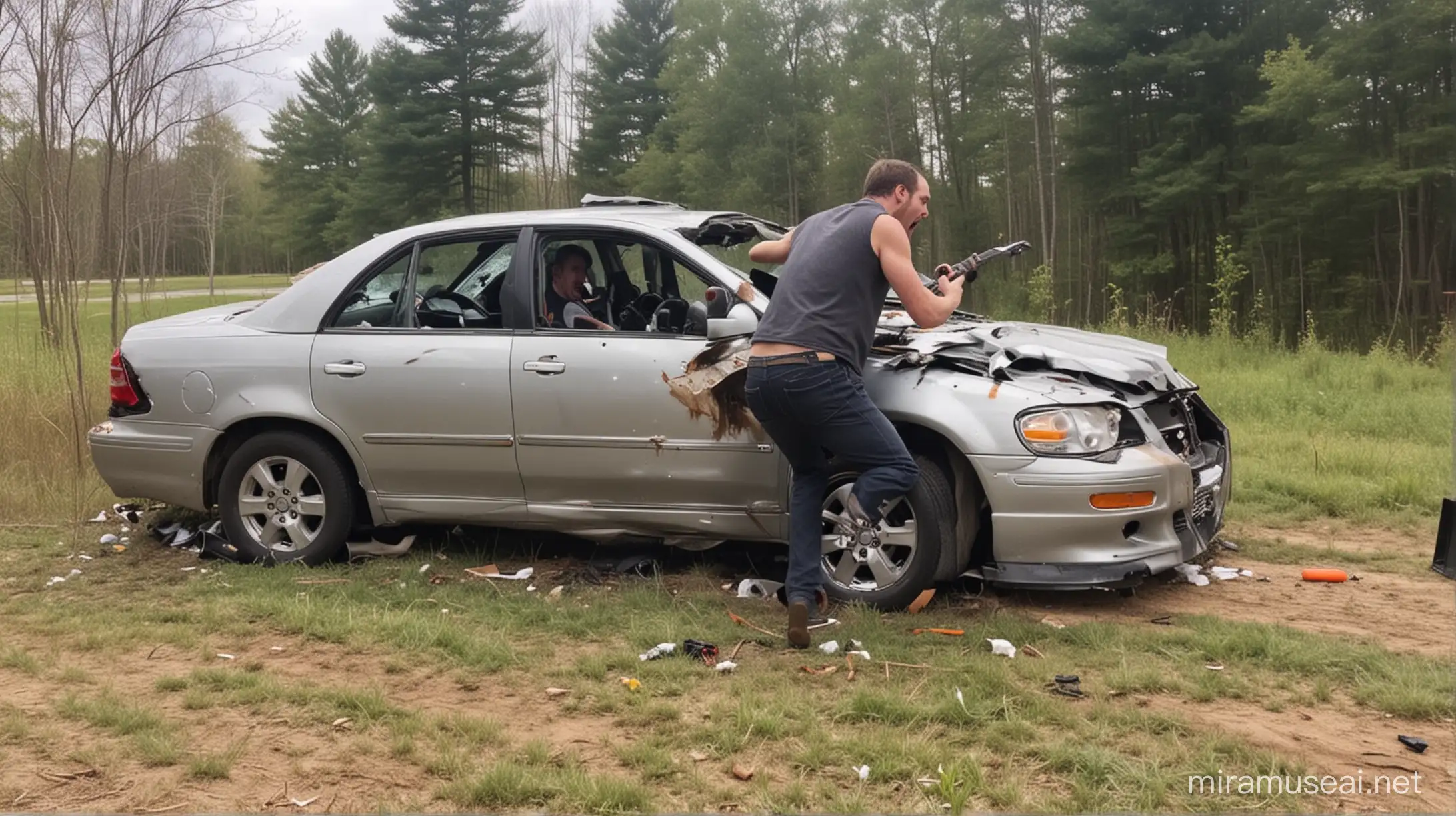 Man Singing and Experiencing Car Accident