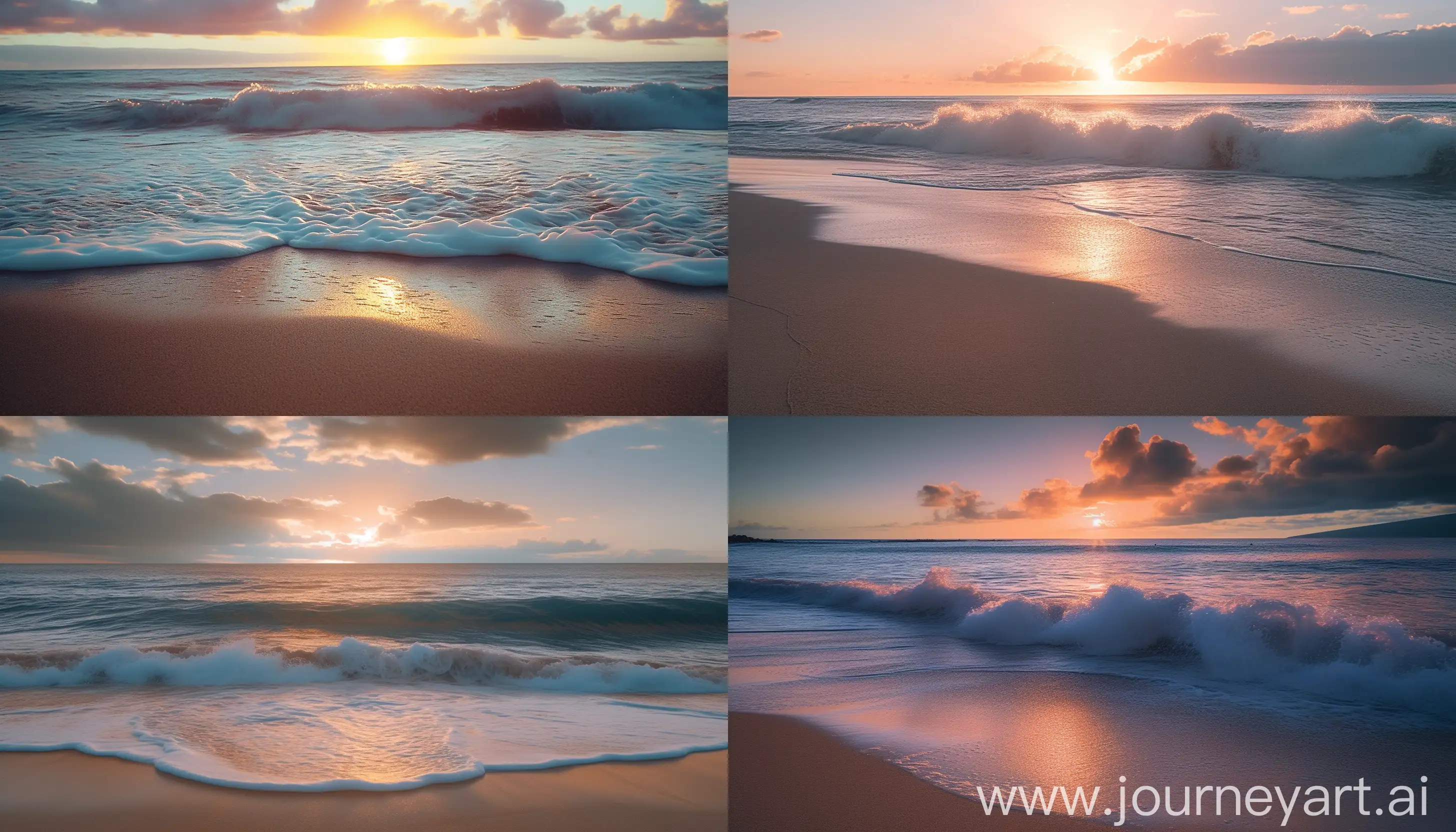 Cinematic-Dawn-Salty-Waves-on-Beach-Sand-Pearl-Harbor-Style