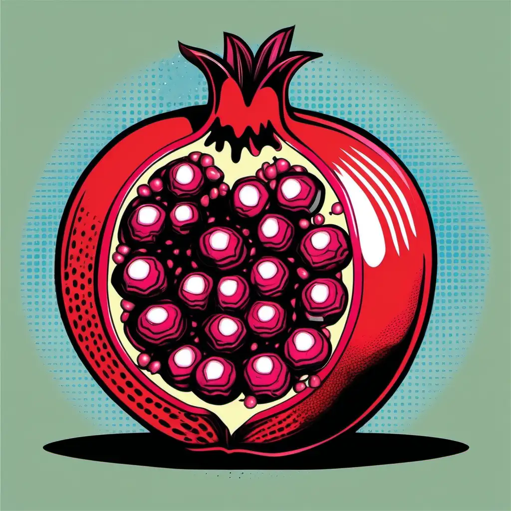 Pop art style drawing, pop art, pomegranate