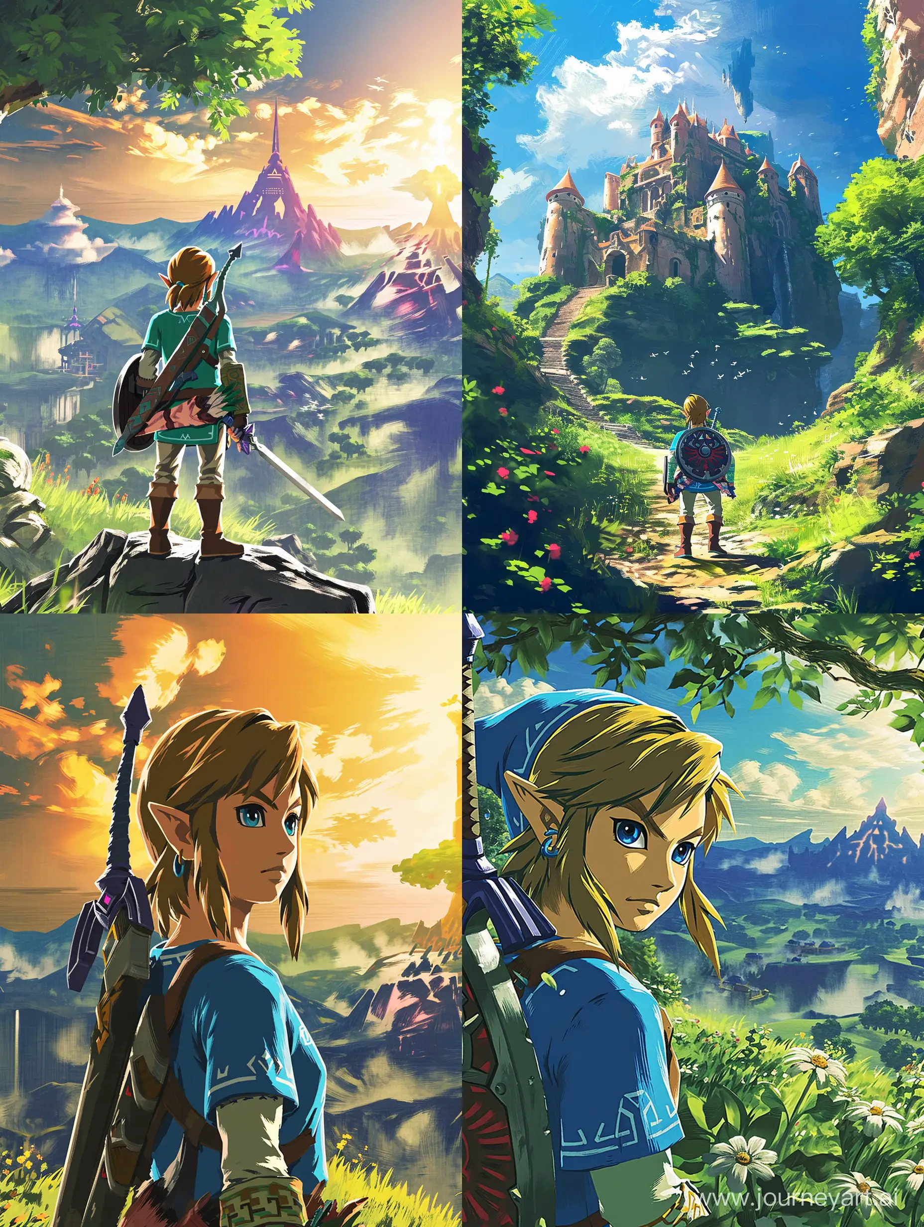 A picture of Legend of Zelda Tears of the Kingdom inspired by Studio Ghibli Art Style