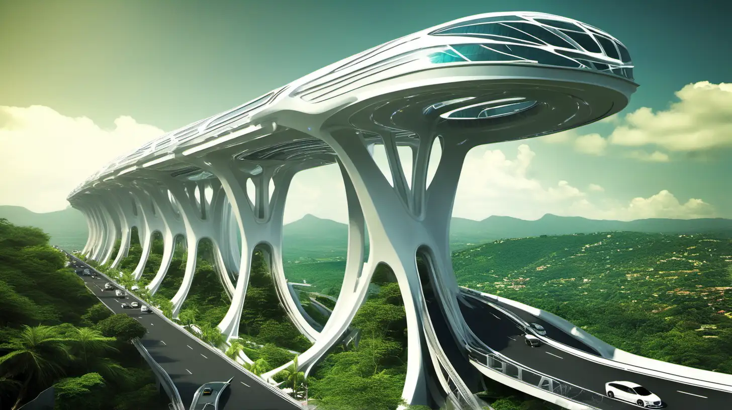 Futuristic Mega Structures Lining Jamaican Roads | MUSE AI