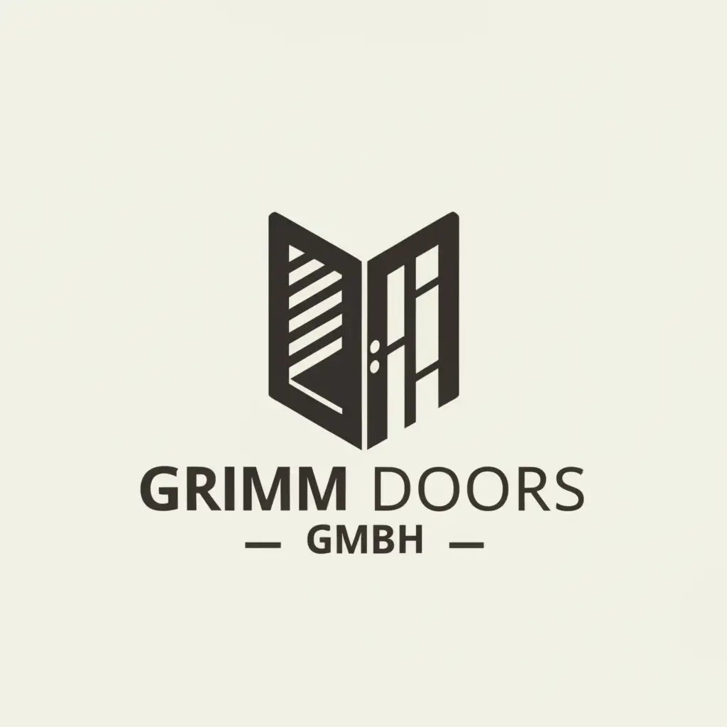 a logo design,with the text "Grimm Doors GmbH", main symbol:A door,Moderate,be used in Construction industry,clear background