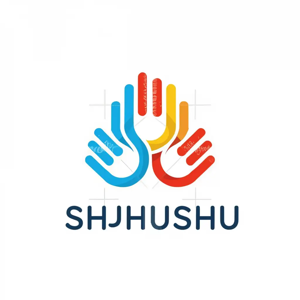 a logo design,with the text "SHUSHUSHU", main symbol:3 hands with different colors,Moderate,be used in Education industry,clear background