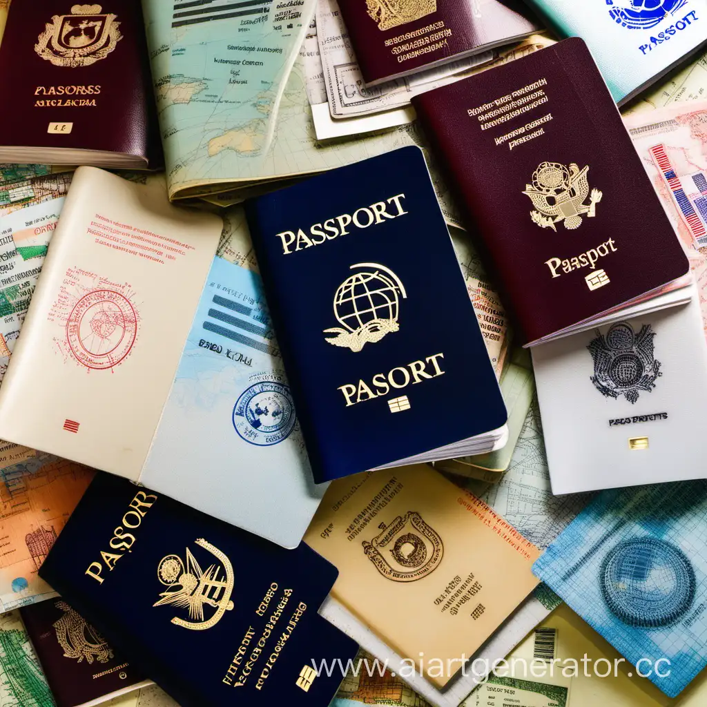 фото нескольких паспортов мира