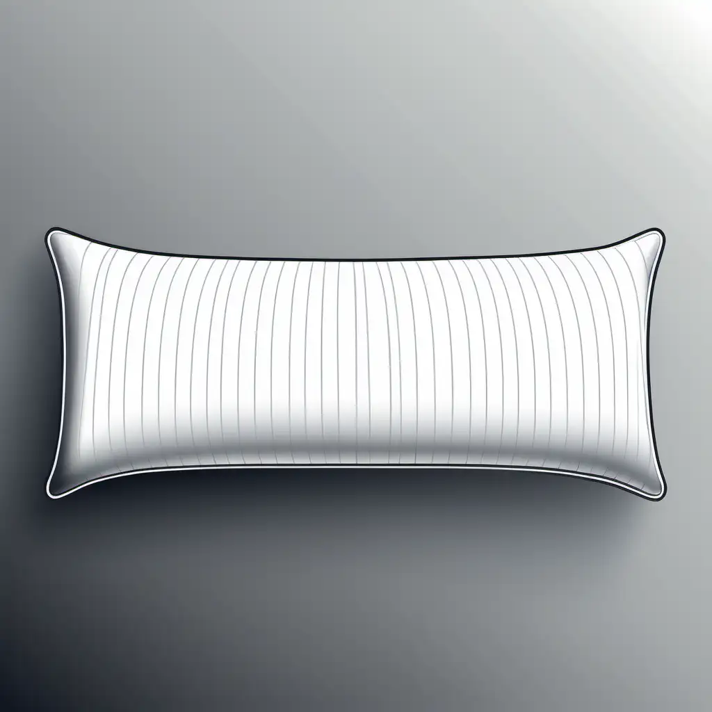 Minimalistic Line Art of Long Pillow in High Contrast Black and White