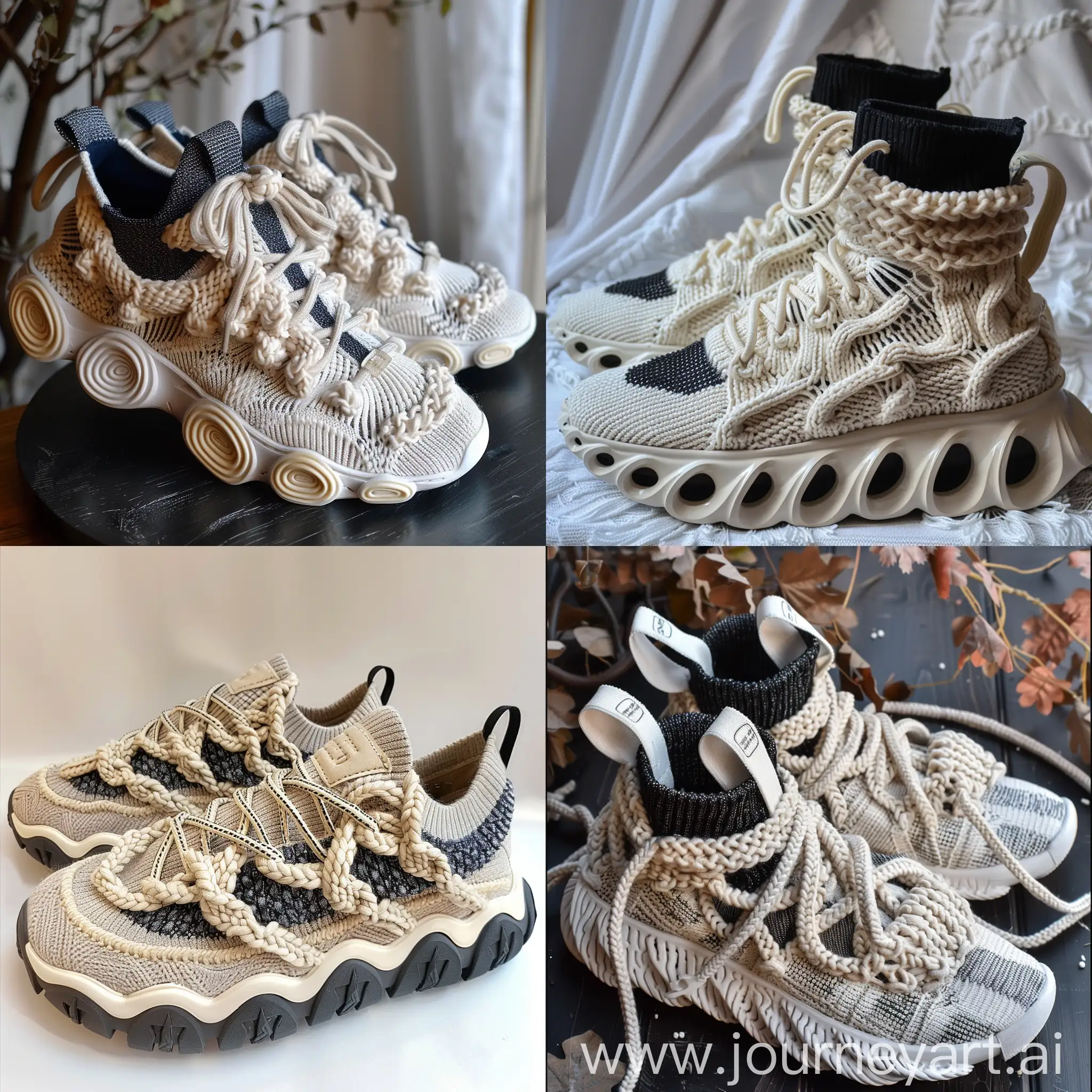 Trendy-Knitted-Cable-Sneakers-in-BlackCream-Stylish-Footwear-Design