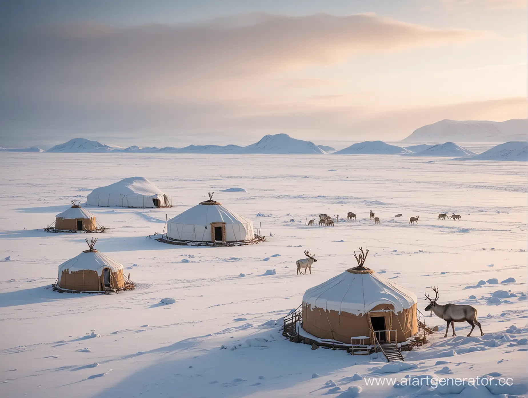Arctic-Desert-Reindeer-Yurts-Scene