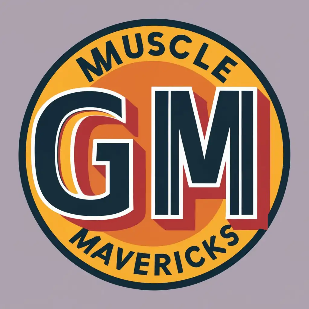 logo, General Motors, with the text "GM Muscle Mavericks", typography, be used in Sports Fitness industry