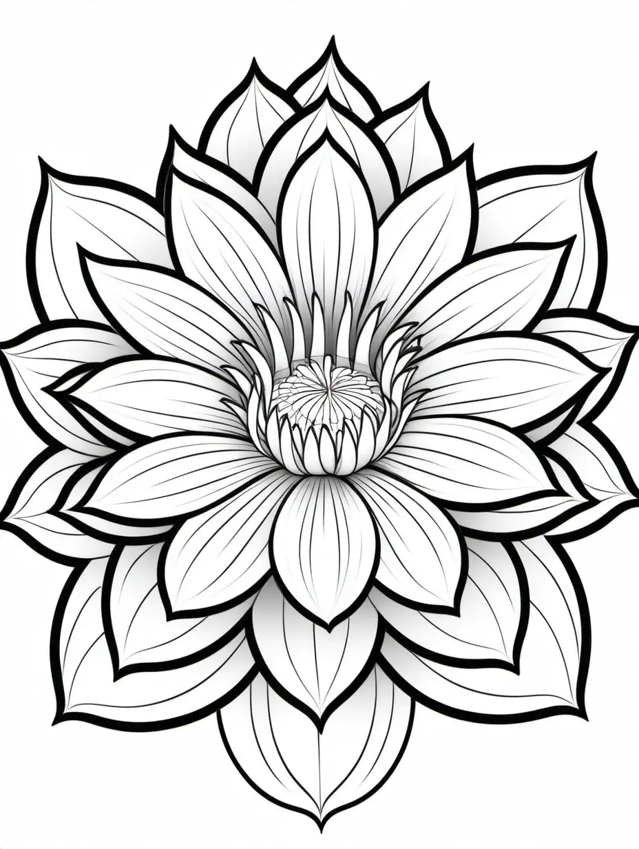 Adorable Nymphea Flower Coloring Page on White Background