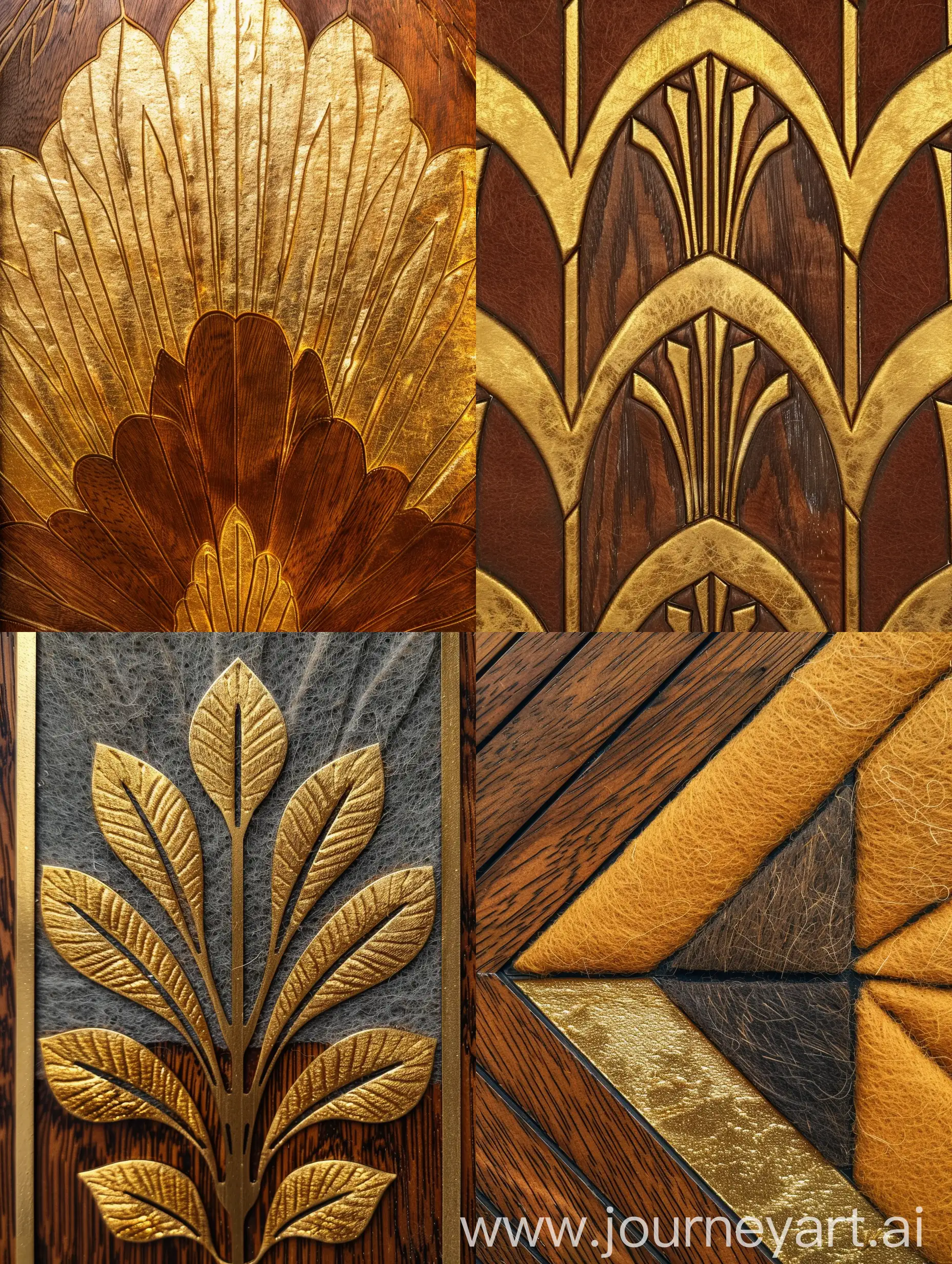 Art-Deco-Felt-and-Wood-Texture-Composition-with-Gold-Accents