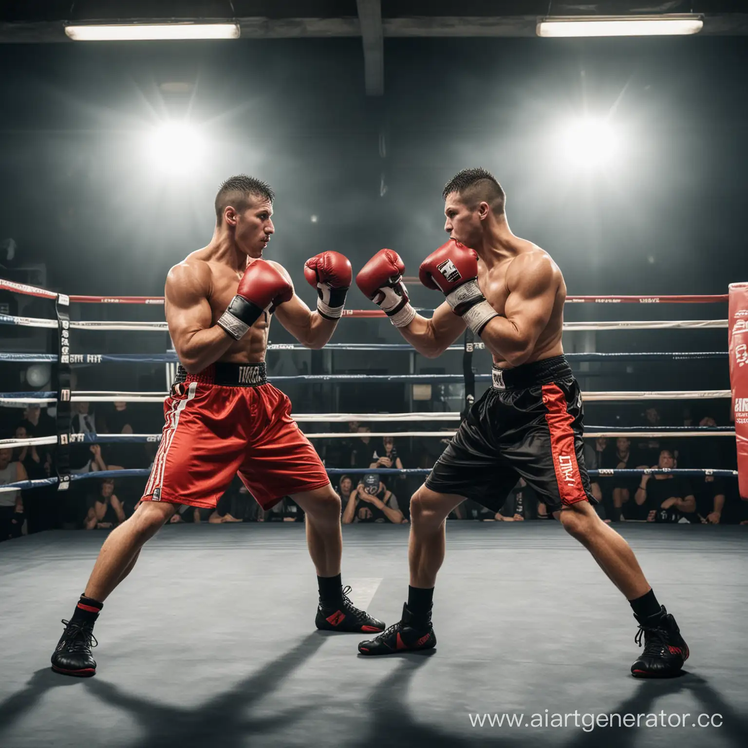 Two-Kickboxers-Sparring-in-the-Ring