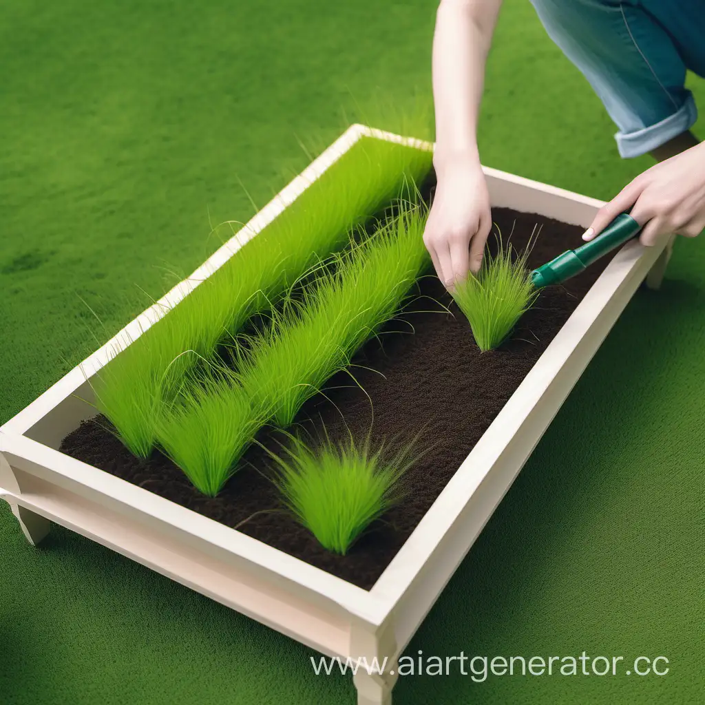 Minimalist-Gardening-Planting-Grass-on-a-Miniature-Bed