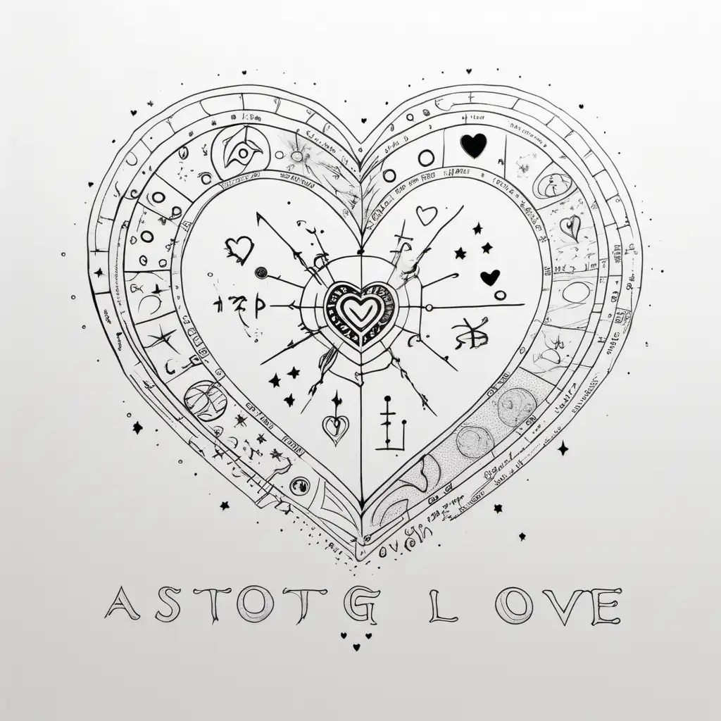 Astrology Love Drawing Heartfelt Art on Pure White Paper