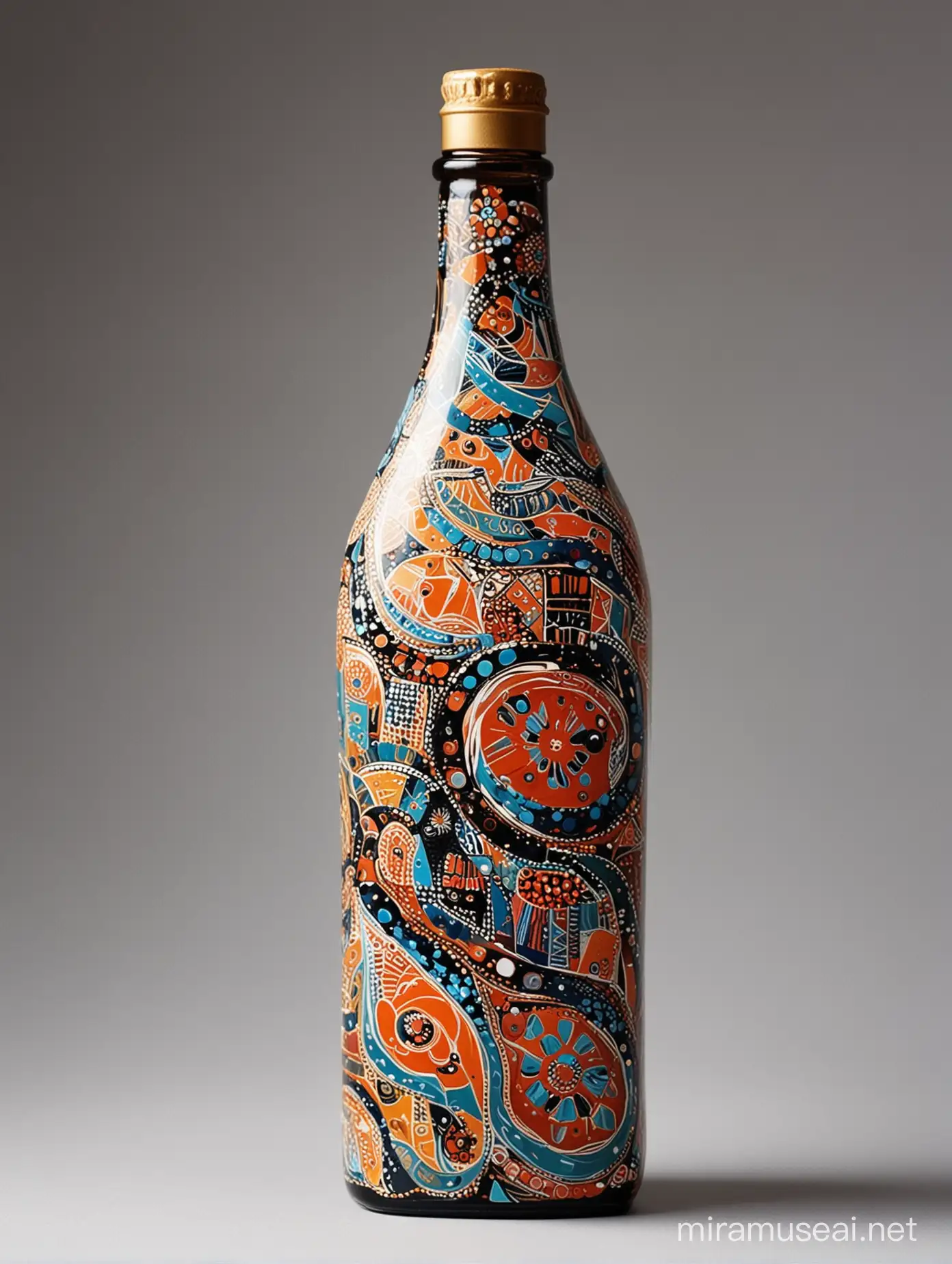 Colorful HandPainted Bottle Art with Abstract Patterns