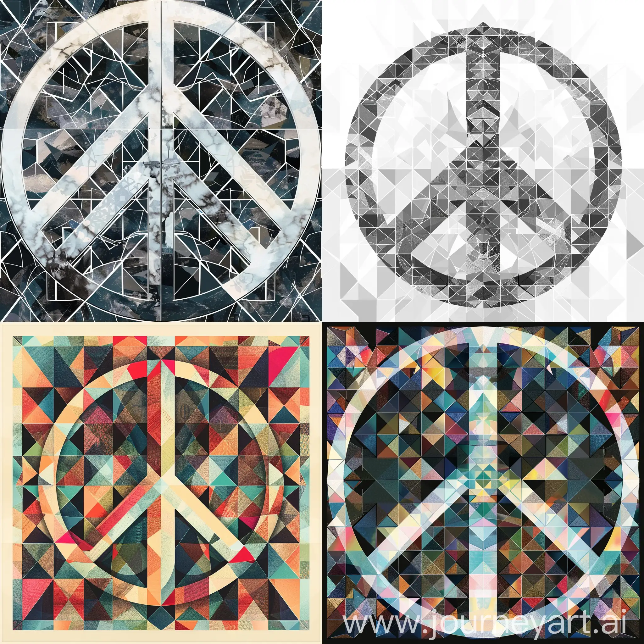 Create geometric patterns using the peace symbol, the patterns should be suitable to use for a banknote design.