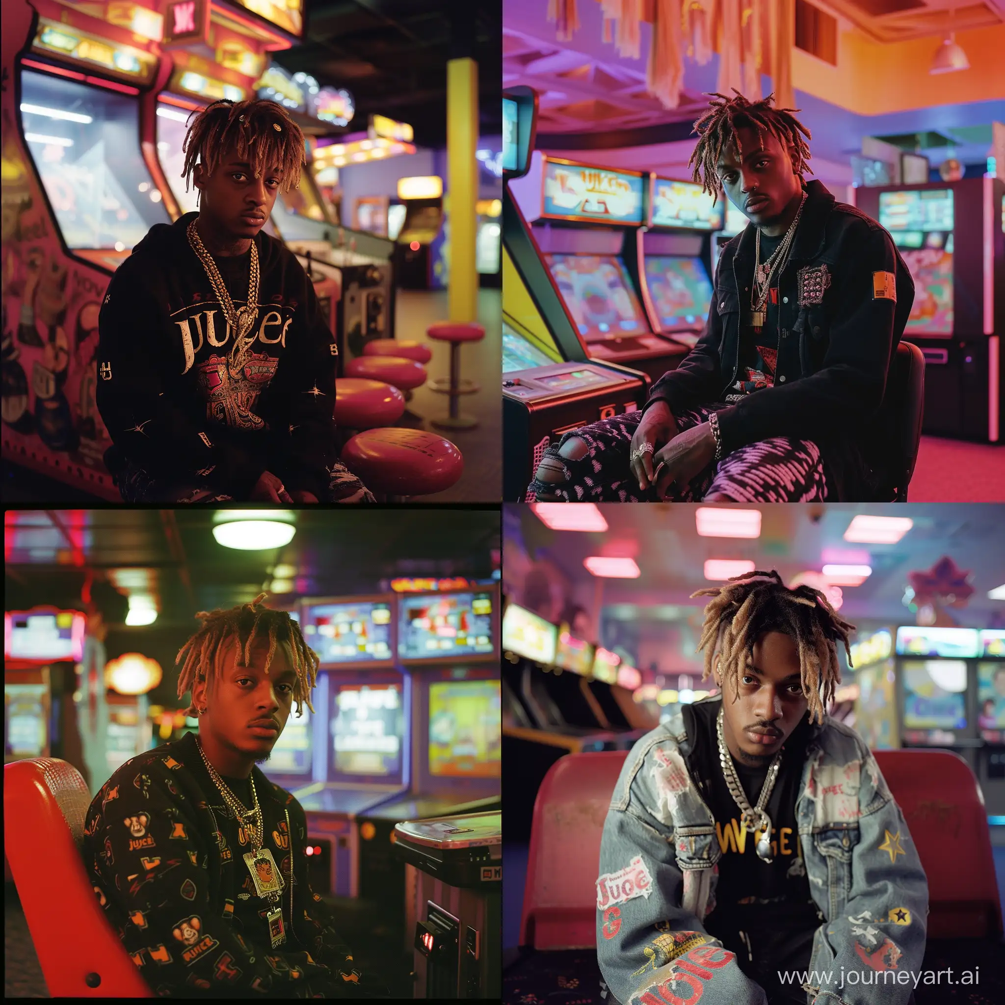 A early 1990s photograph of Juice WRLD in a arcade 